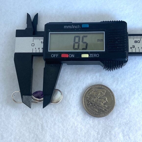 Sterling Silver 925 Pear Shaped Amethyst Hinged White Coin Pearl Dangle Earrings - Picture 14 of 16